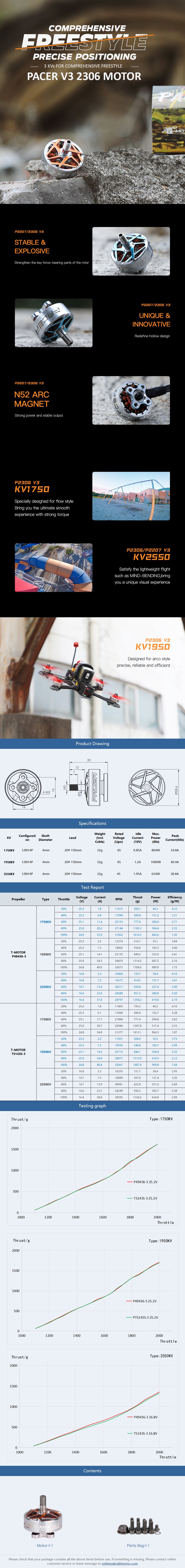 T-Motor PACER V3 P2306 Freestyle Motor (1750KV / 1950KV)