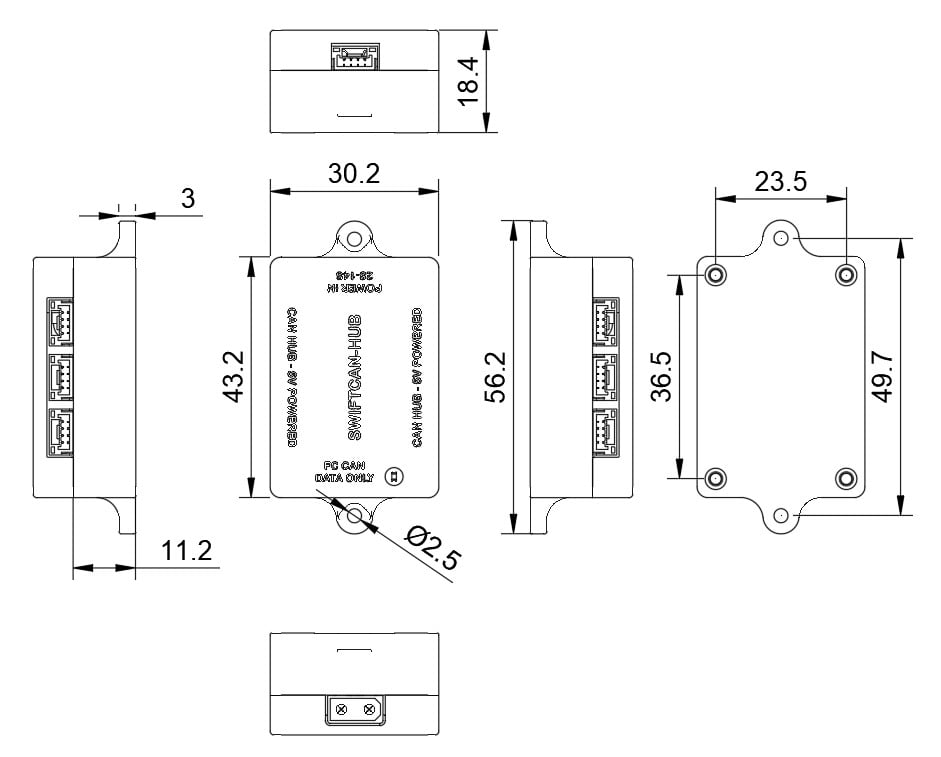 SwiftCAN-HUB 6-Port Powered CAN Hub