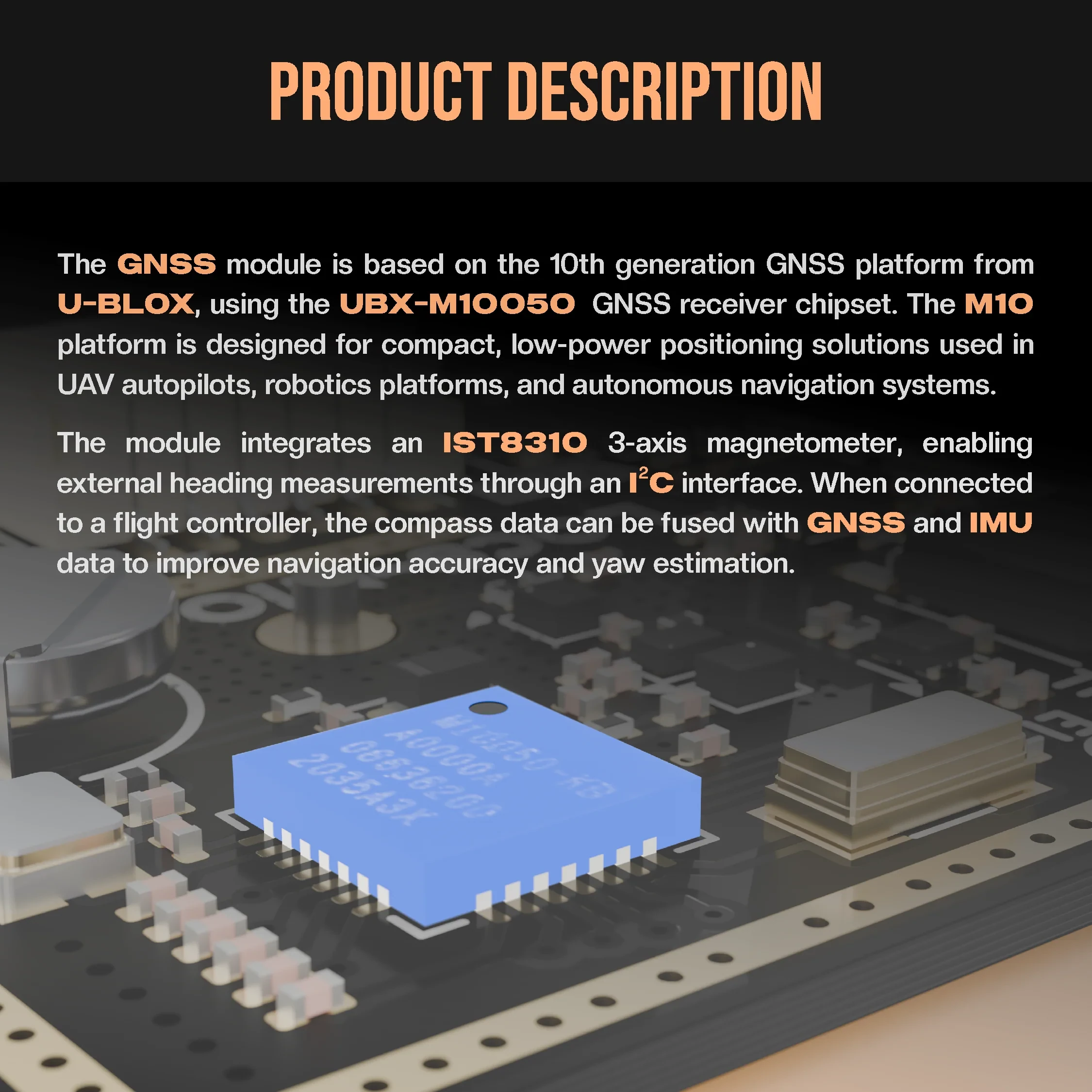 Zerodrag LOC8-M10 GPS Module with Compass