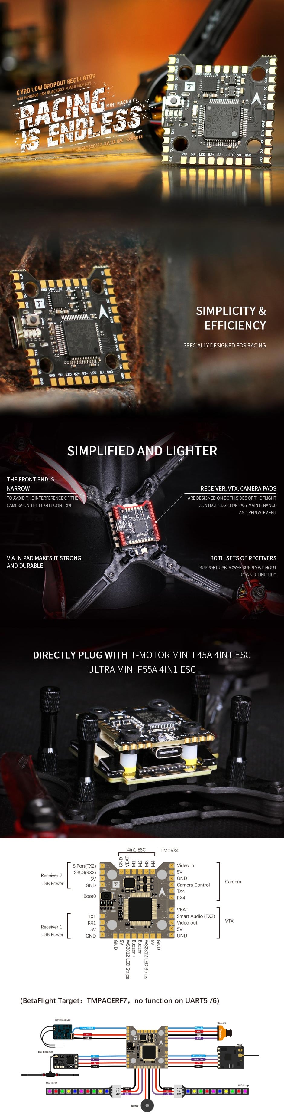 T-Motor Mini Racer 20×20 F7 Flight Controller