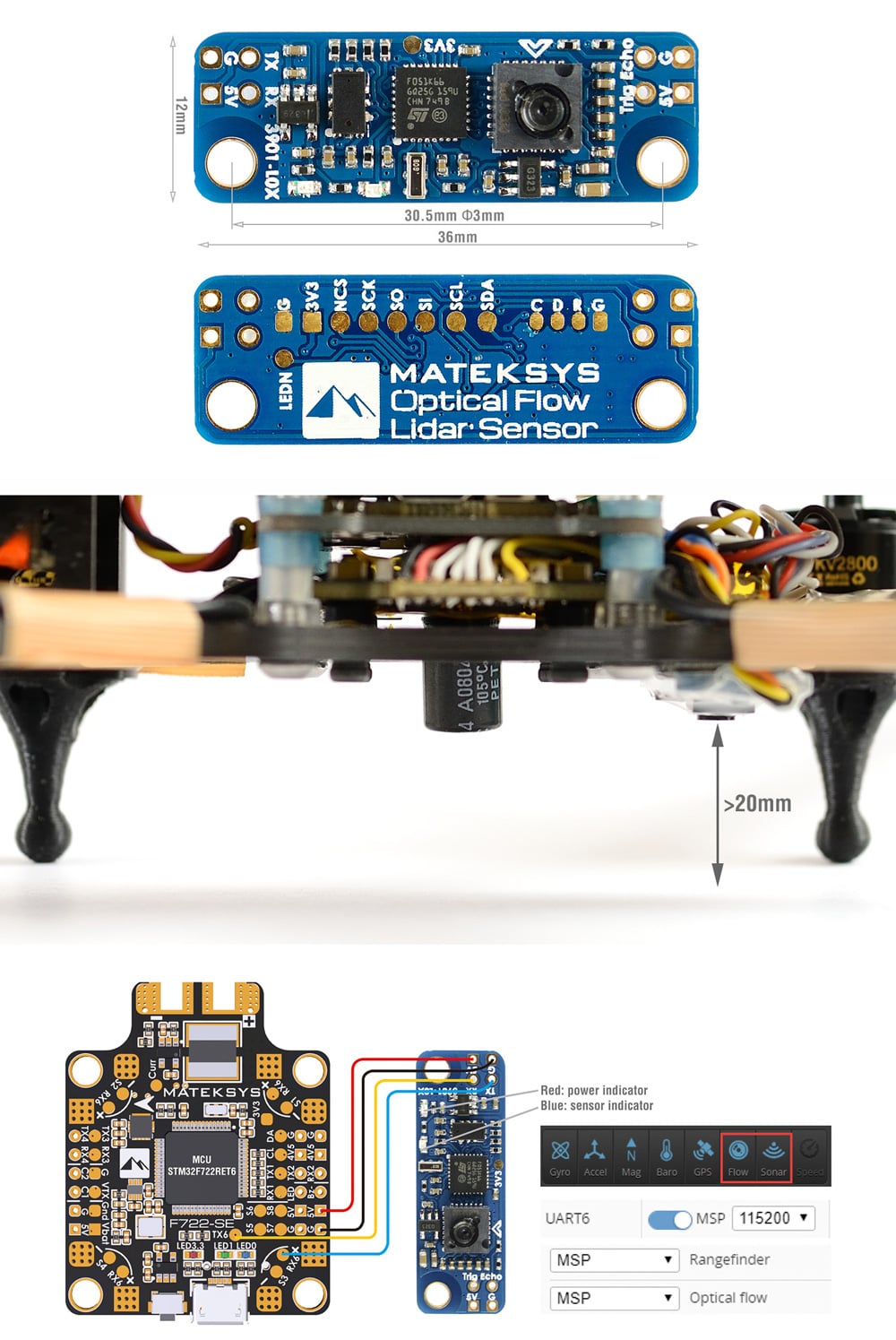 MATEKSYS Optical Flow & Lidar Sensor 3901-L0X