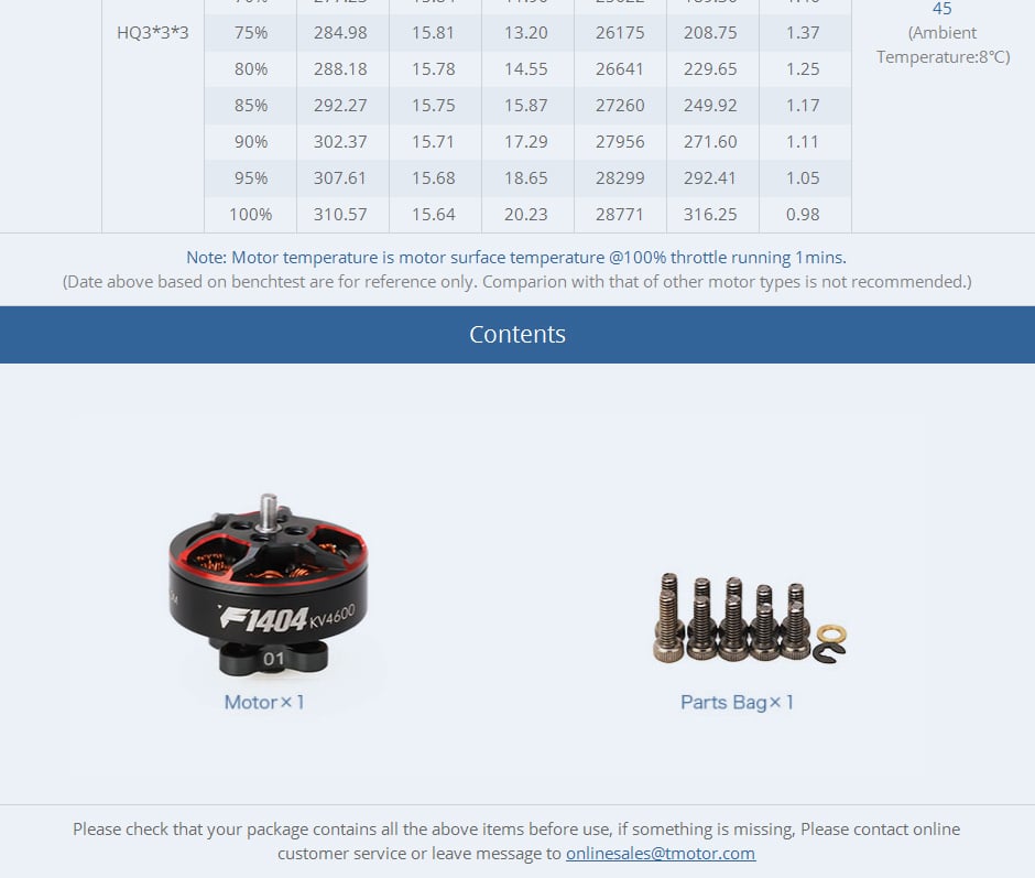 T-Motor F1404 Micro Long Range FPV Motor 2900/3800/4600KV