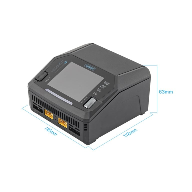 ToolkitRC M6DAC V2 AC 200W DC 800W 16AX2 25A Sync Battery Charger