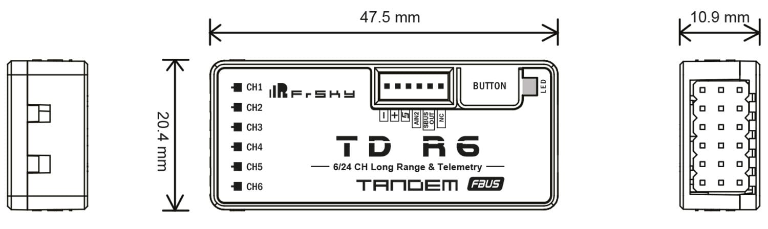 FrSky TDR6 Dual-Band Receiver 2.4GHz / 900MHz