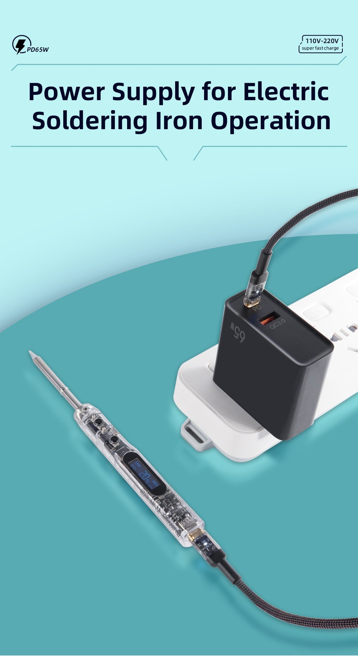 Sequre PD65W Dual-Port Folding Fast-Charging Power Supply