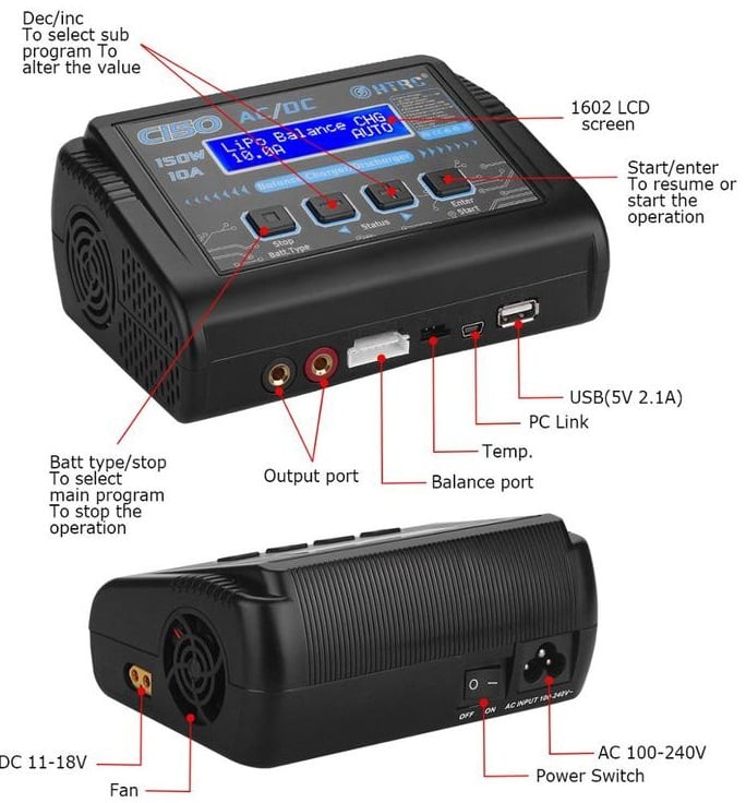 HTRC C150 AC/DC RC Charger 150W 10A
