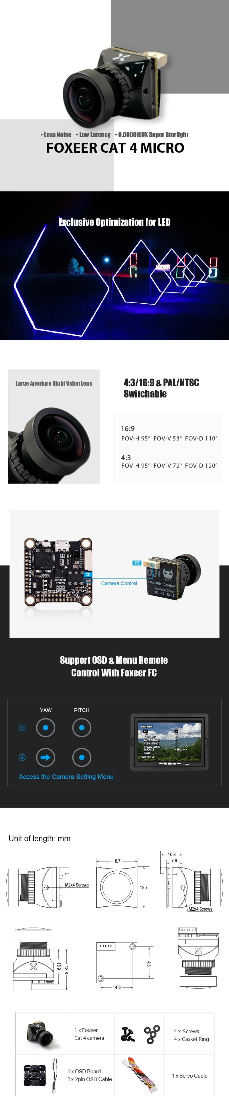 Foxeer Micro CAT 4 1200TVL Starlight FPV Camera