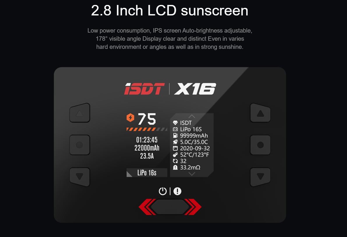ISDT X16 Dual-Channel AC 2x1100W 2-16S 20A Smart Charger