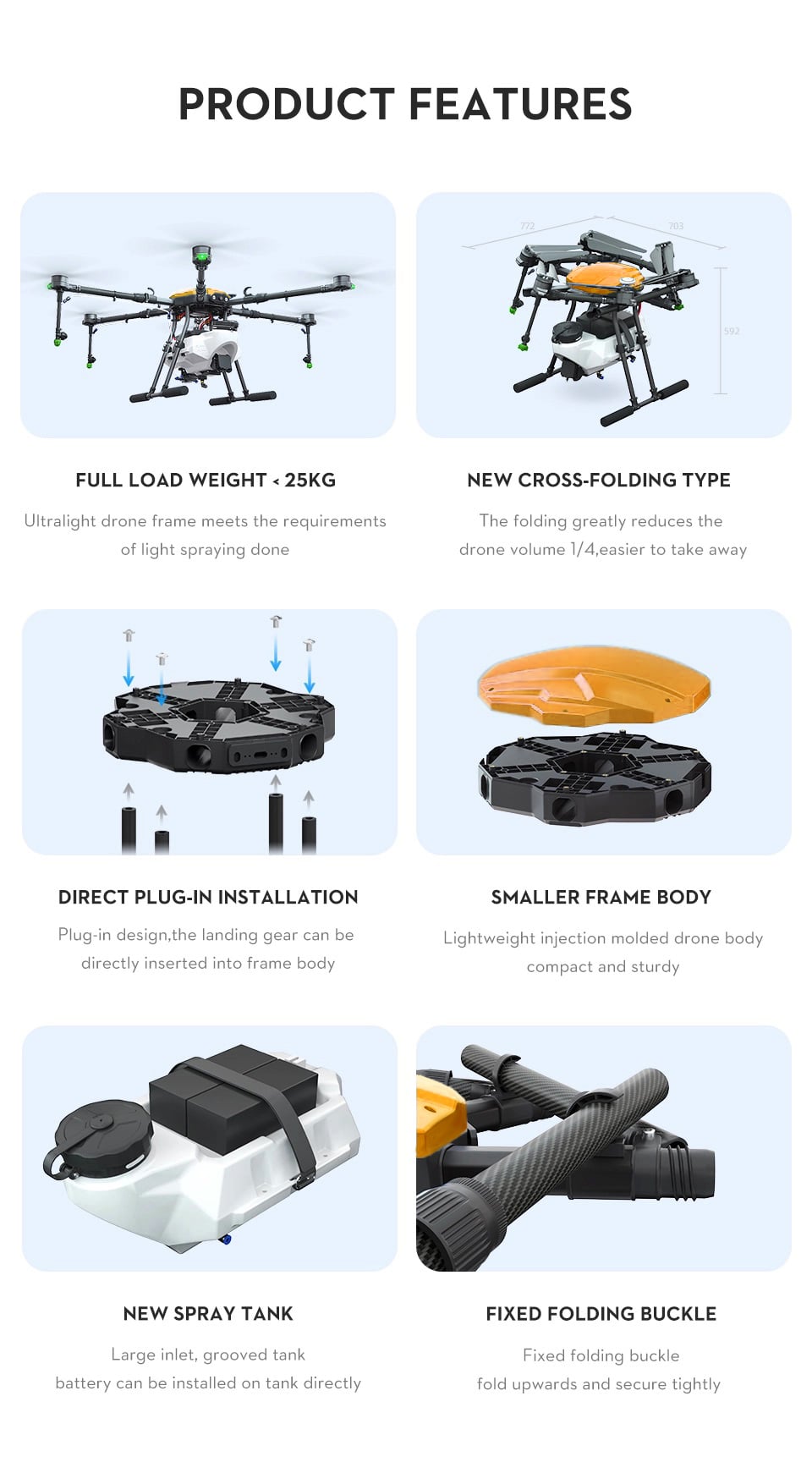 SimpliFly SF610M 6-Axis Hexacopter Frame Without Tank