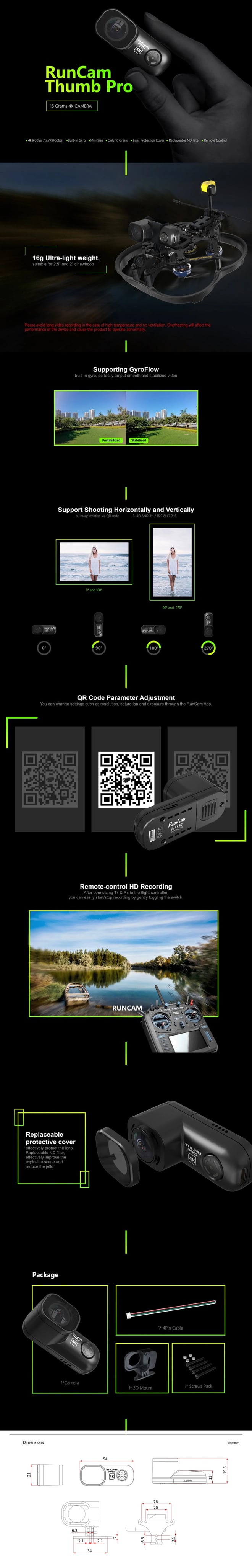 RunCam Thumb Pro W 4K HD Camera