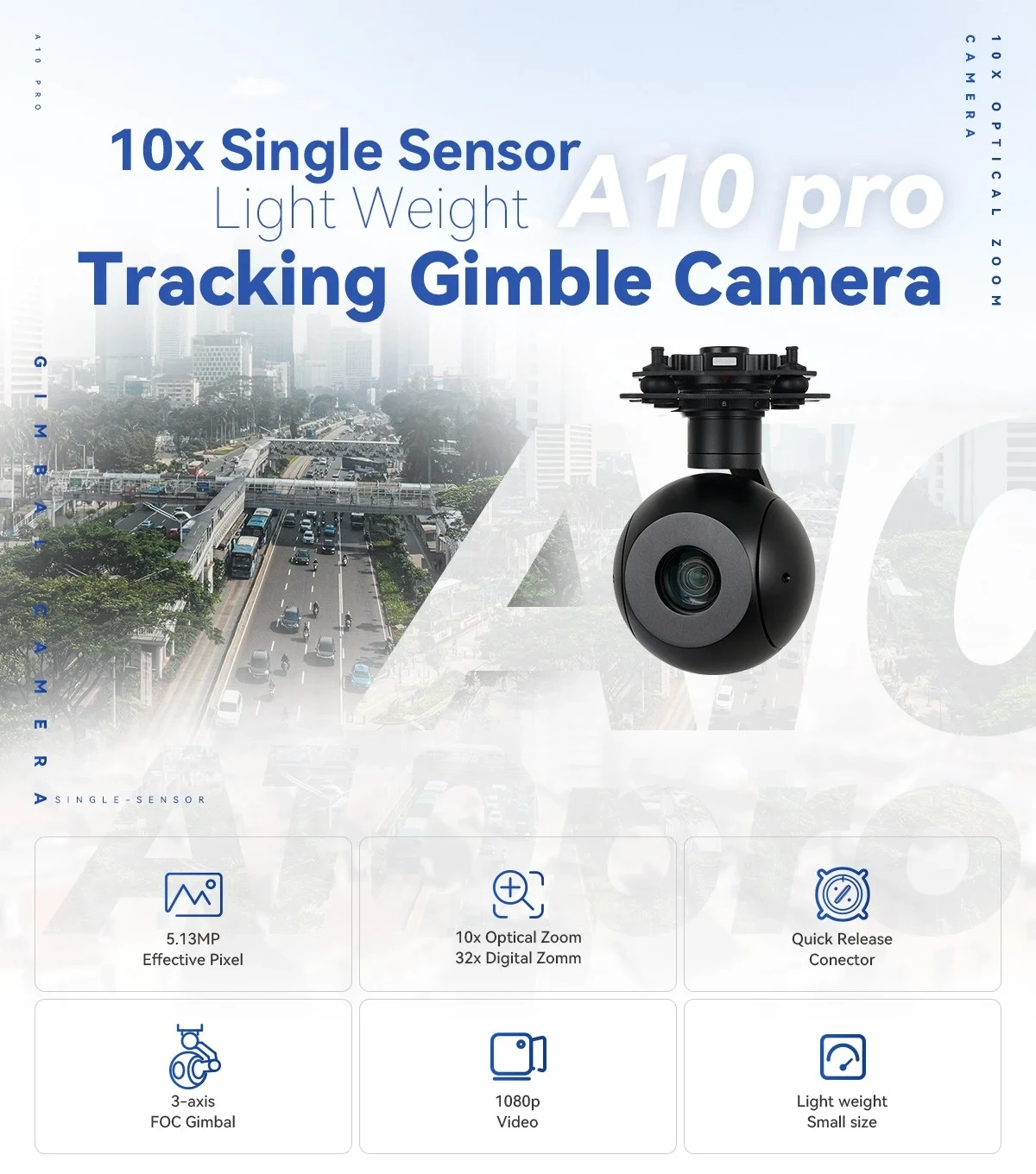 Viewpro A10 Pro 10x Zoom AI Tracking 3-Axis Gimbal Camera