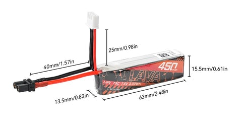 BetaFPV LAVA 2S 450mAh 75C Battery (2PCS)