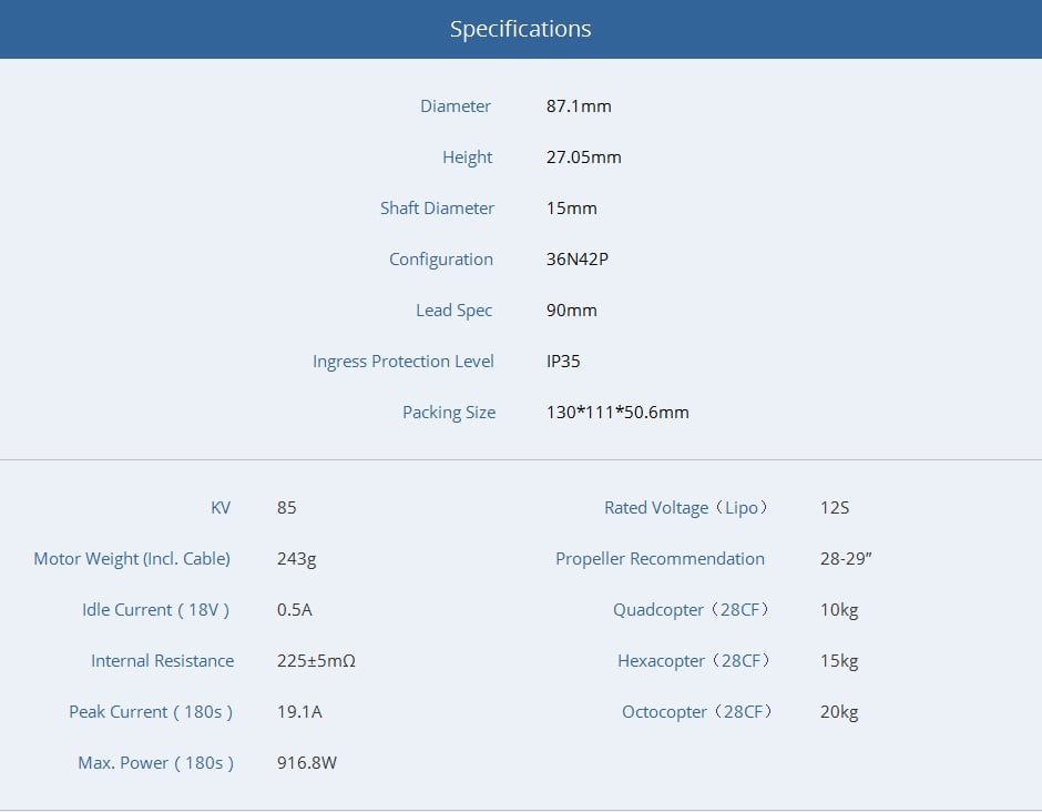 T-Motor U8 Lite 150KV Heavy-Lift Motor