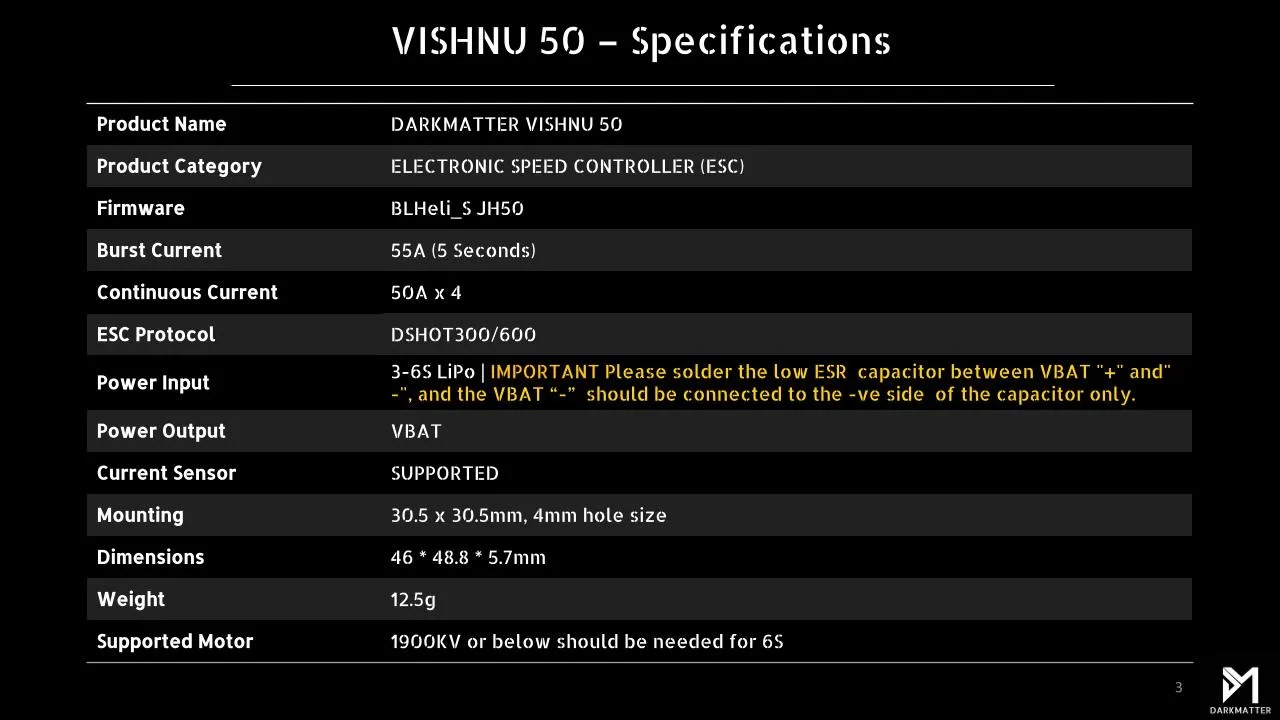 Darkmatter Vishnu 50 MK-III 50A BLHeli_S 4-in-1 ESC
