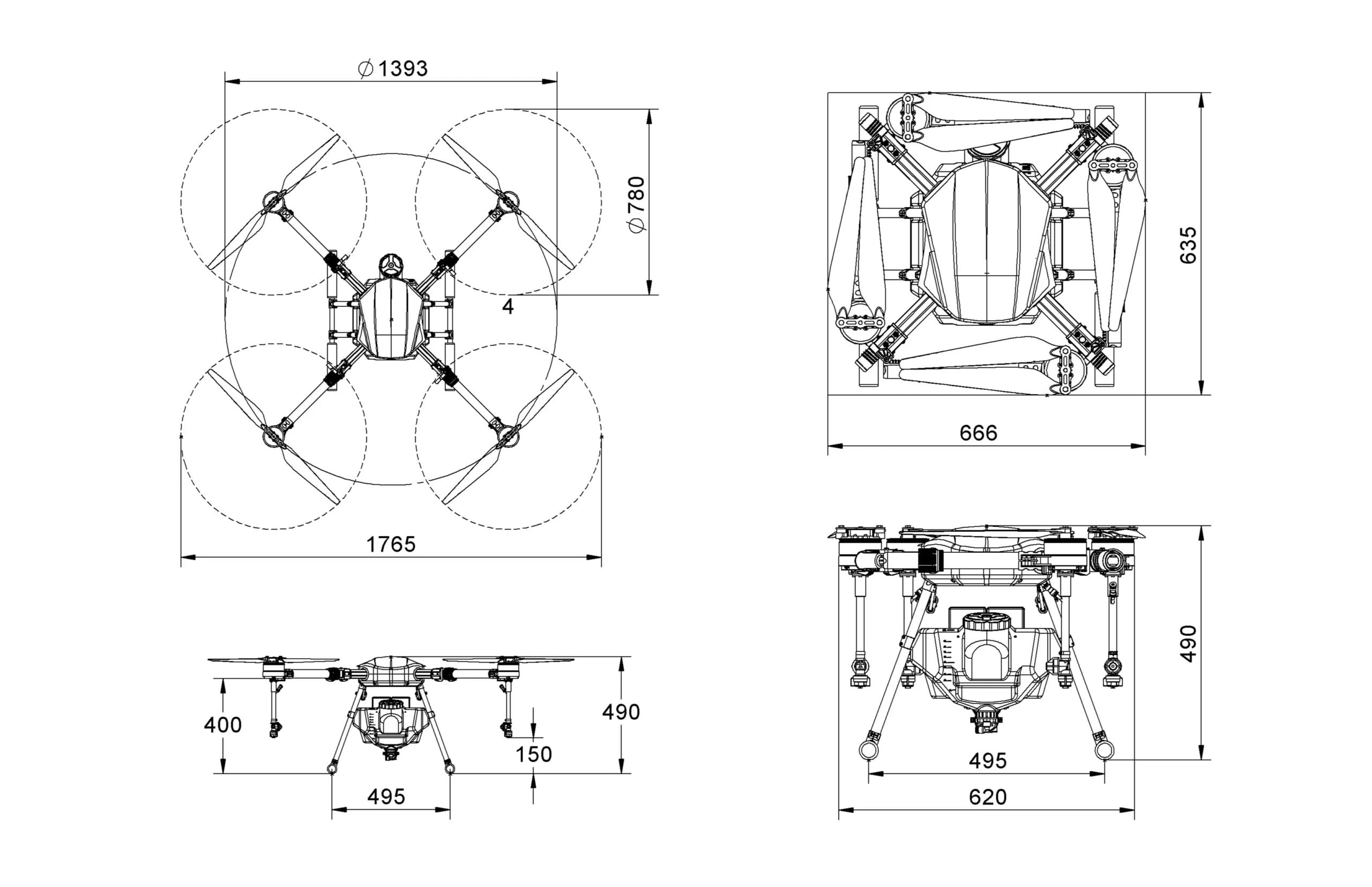EFT E410P 10L 4-Axis Agricultural Drone Frame