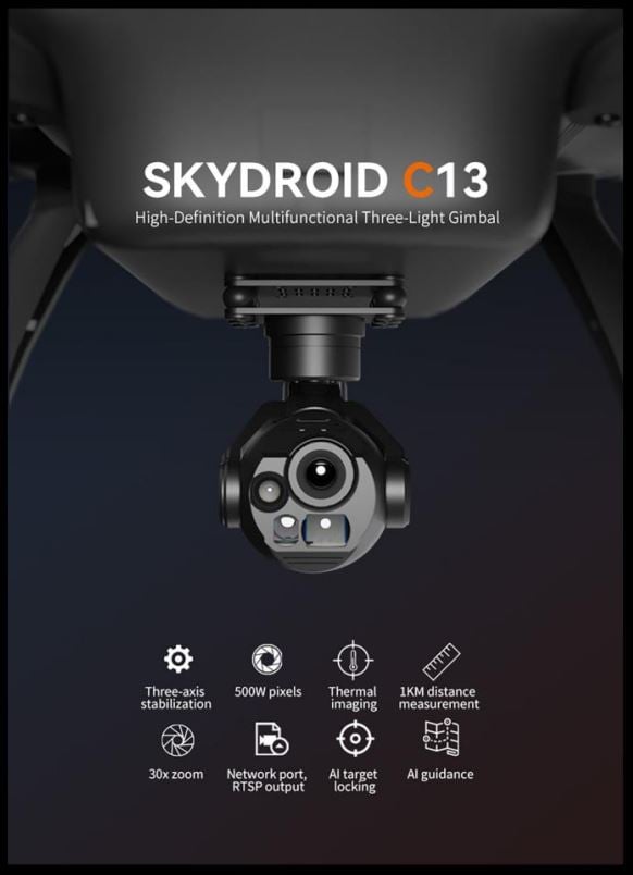 Skydroid C13 Triple-Sensor 3-Axis AI Tracking Gimbal Camera