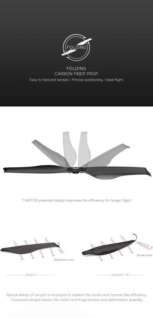 T-Motor FA18.2 x 5.9 Push-Type Carbon Fiber Folding Propeller (2PCS/Pair)