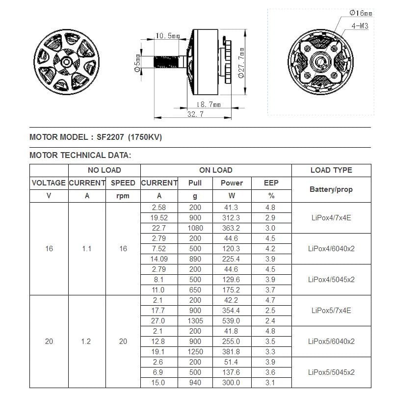 DYS Sun Fun SF2207 Brushless Motor