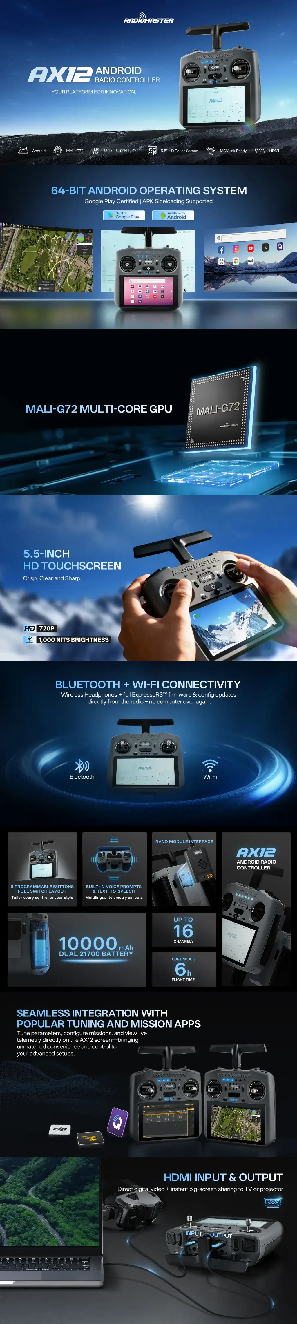 RadioMaster AX12 ELRS+Android Radio Controller ELRS 2.4GHz