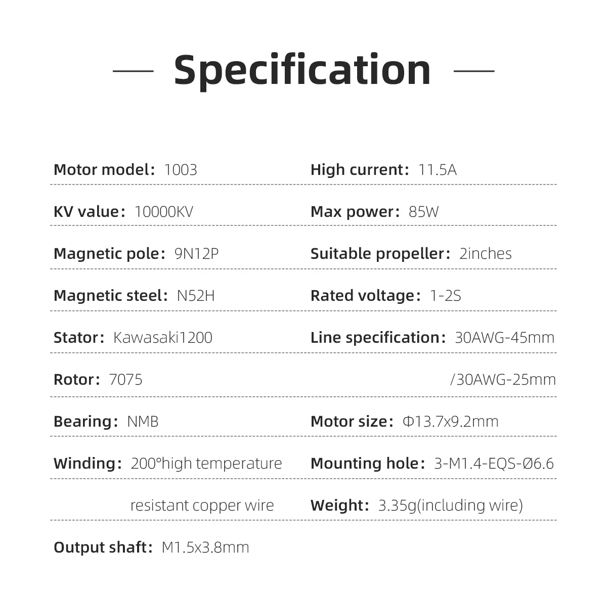 HGLRC Specter 1003 10000KV Brushless Motor