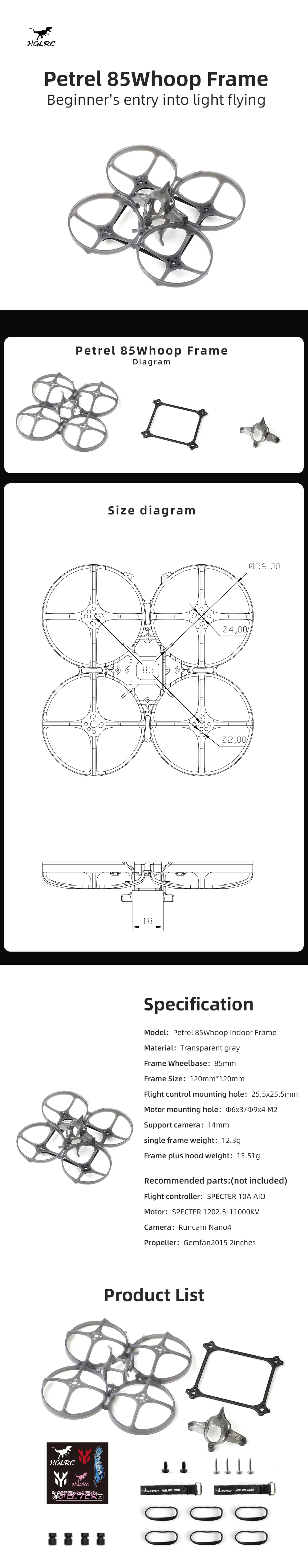 HGLRC Petrel 85 Whoop Frame