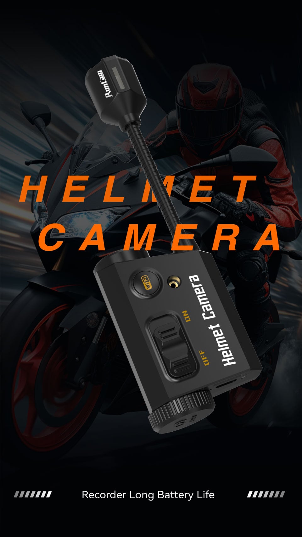 RunCam Helmet Camera Recorder with Long Battery Life