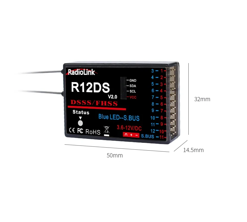 Radiolink R12DS 2.4GHz 12CH SBUS/PWM Receiver