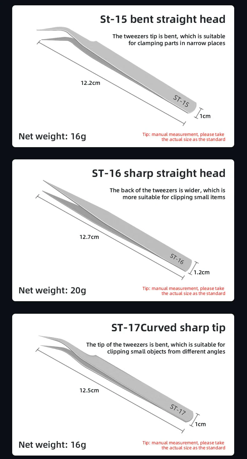 SEQURE High-Precision Anti-Static Tweezers Set