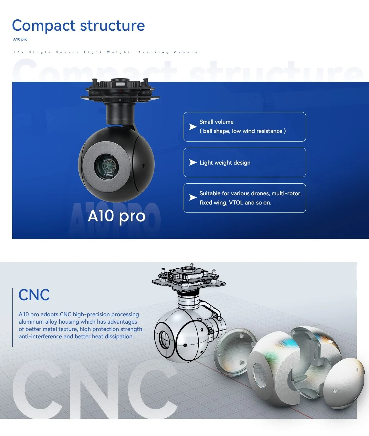 Viewpro A10 Pro 10x Zoom AI Tracking 3-Axis Gimbal Camera