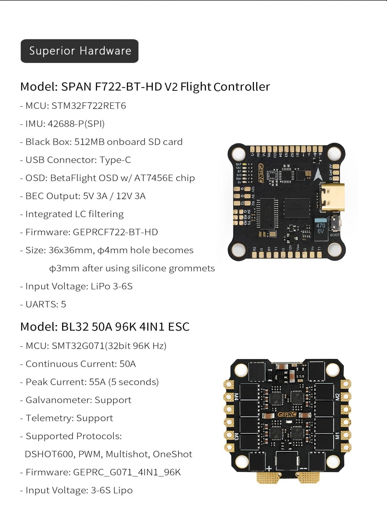 GEPRC SPAN F722-BT-HD V2 Stack
