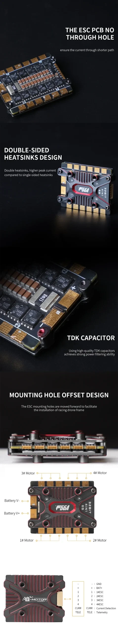 T-Motor F66A Mini 66A 6S 4-in-1 ESC