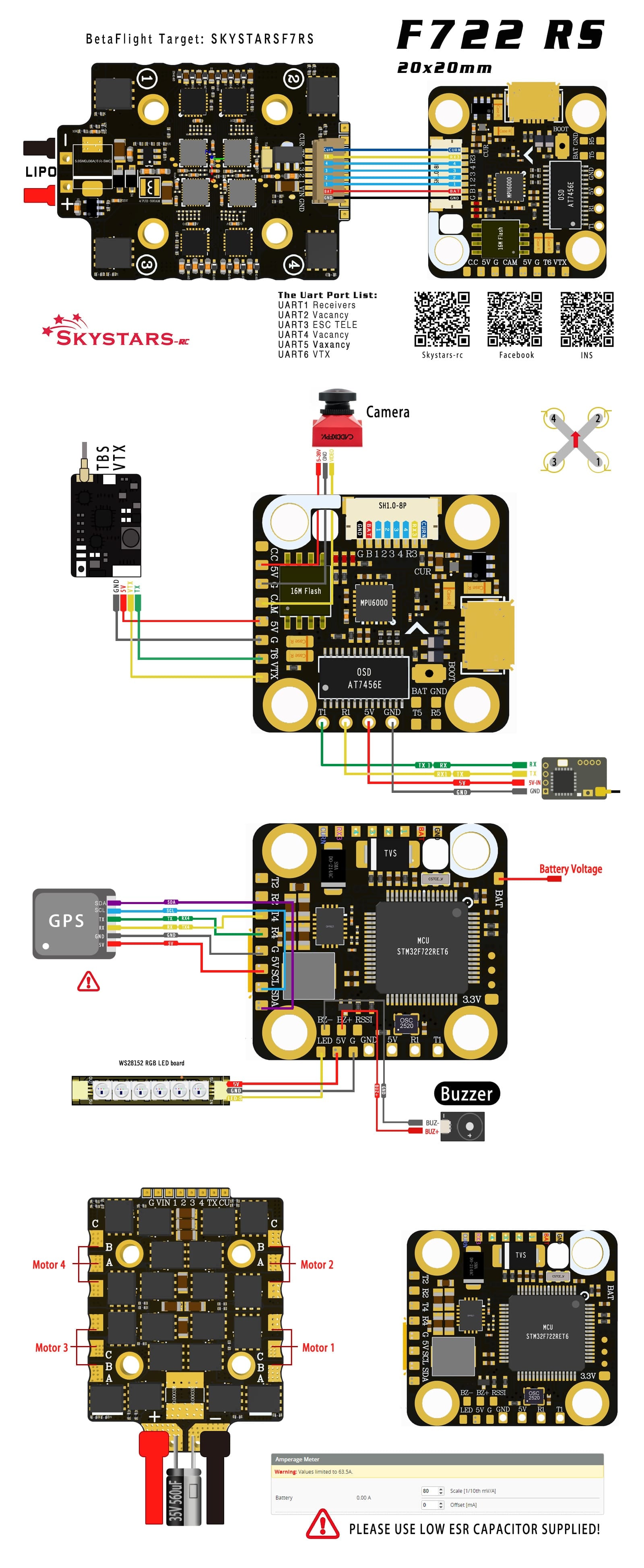 Skystars F7 RS Flight Controller 20x20 MPU6000