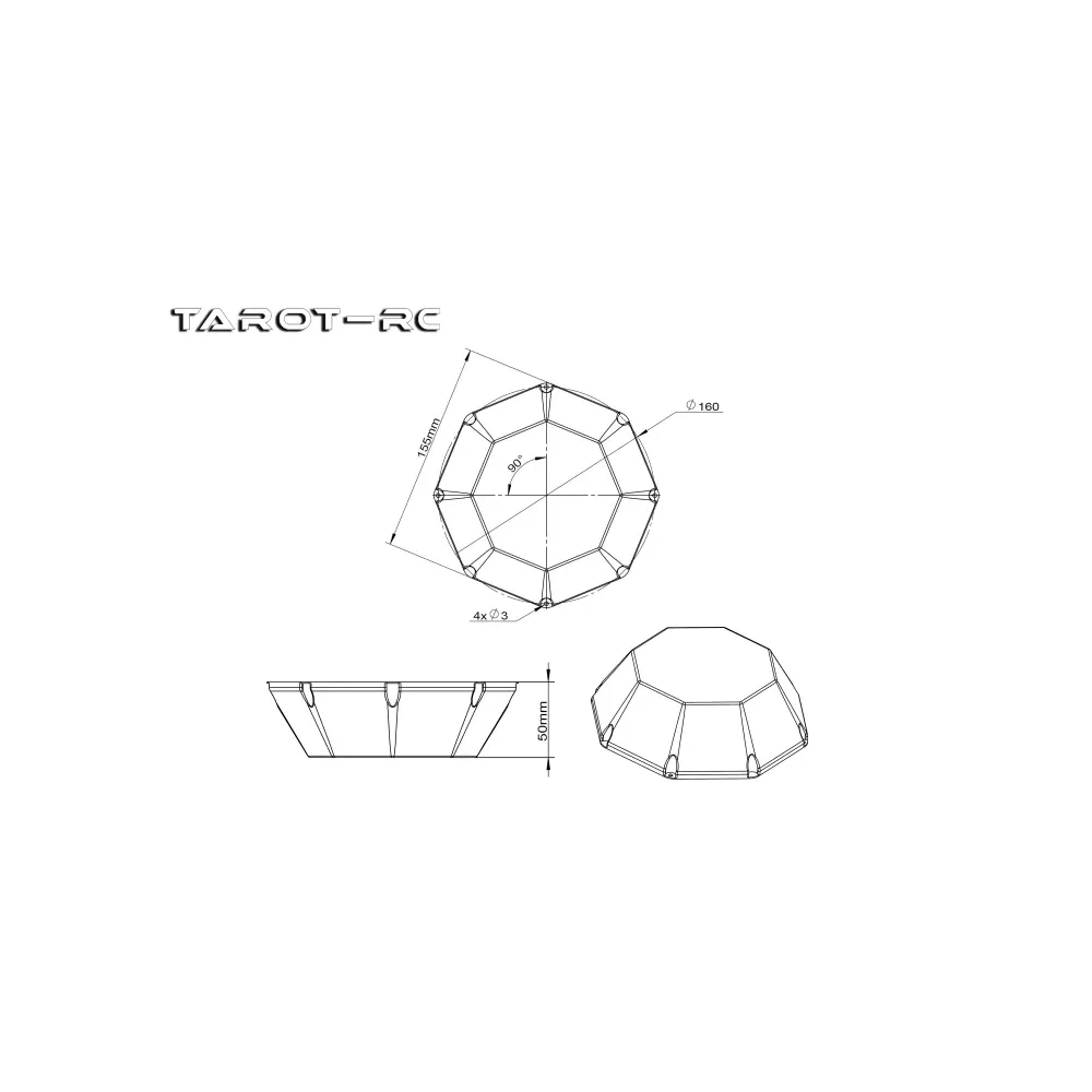 Tarot TL2852 Hexagonal Multirotor Canopy Cover 155mm