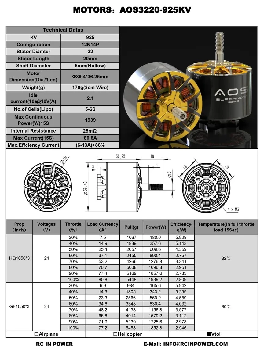 AOS RC Supernova 3220 925KV FPV Motor