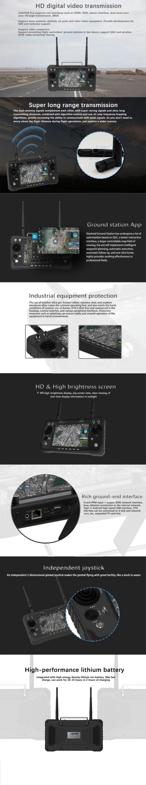 Skydroid H16 7-Inch Remote Controller with H16 Receiver