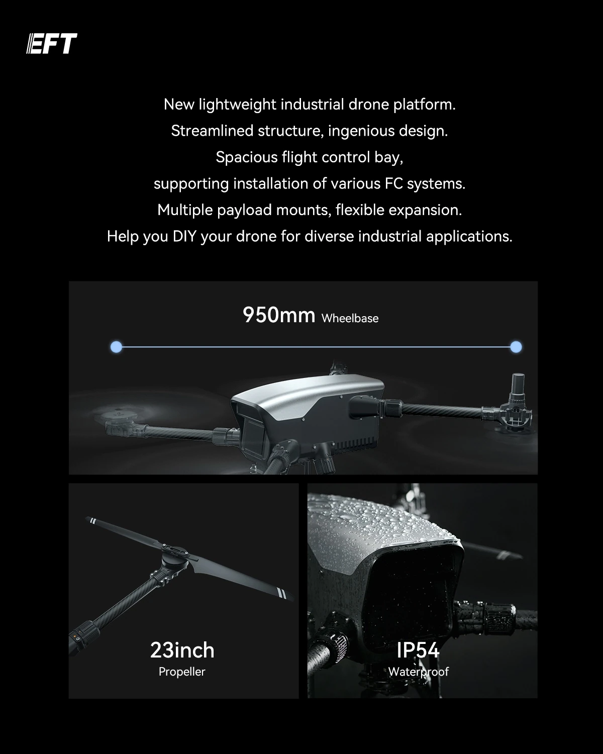 EFT X950 Lightweight Industrial Multi-Scenario Drone Frame