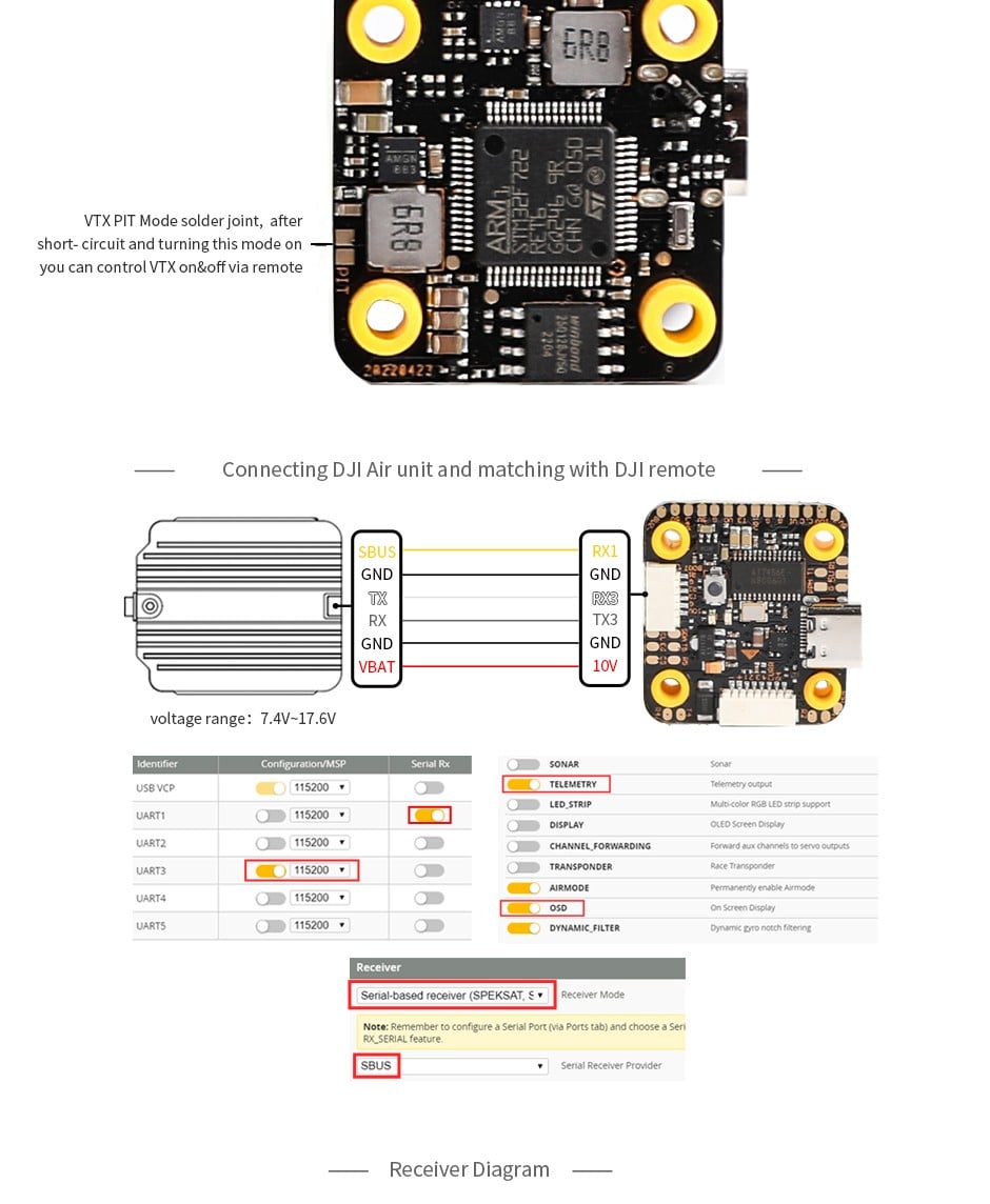 T-Motor Mini F7 20×20 Flight Controller (HD+VTX+VTX Switch, BMI270)