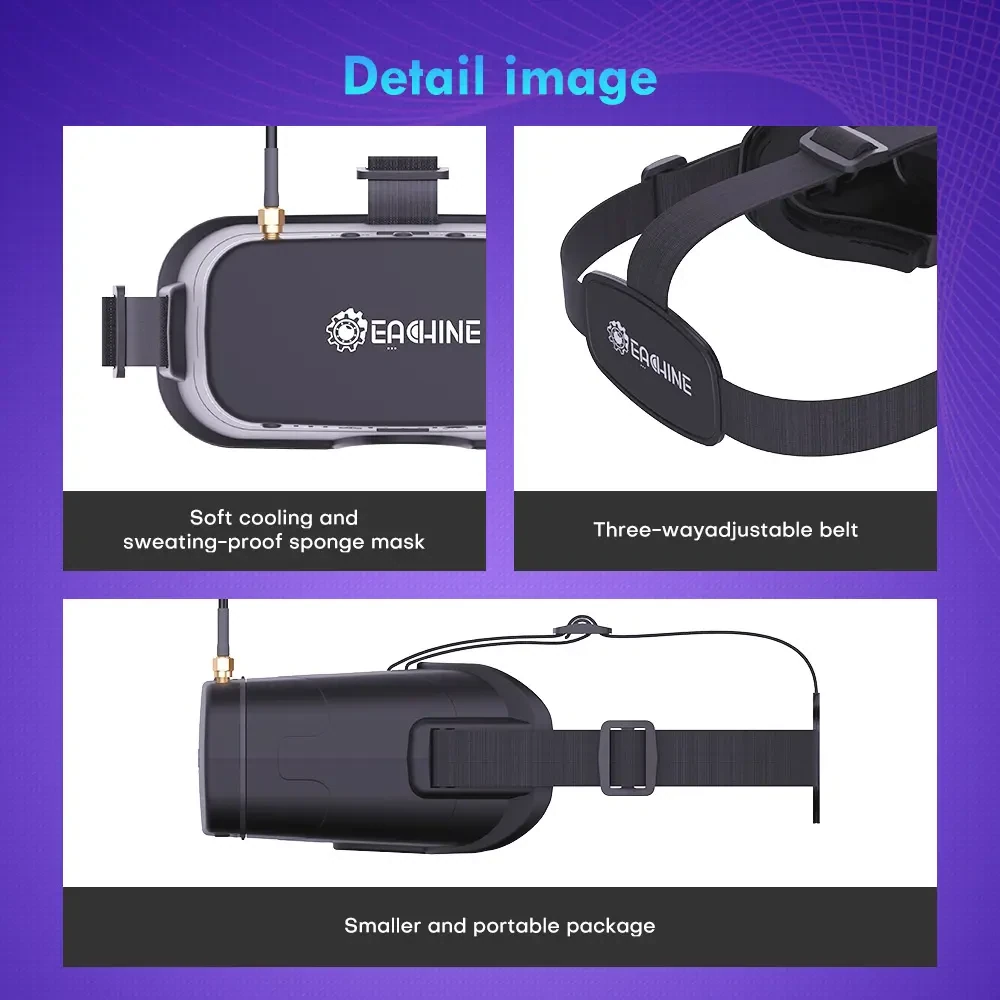 Eachine EV800DM Varifocal 5.8GHz 40CH Diversity FPV Goggles with DVR
