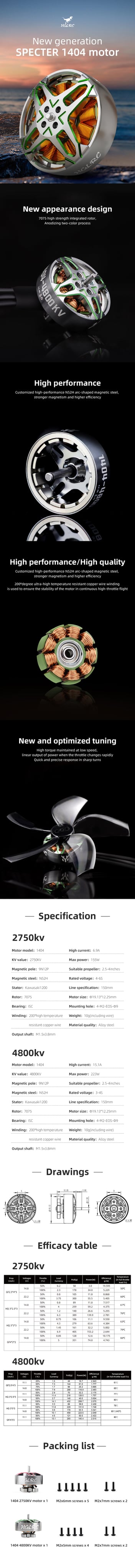 HGLRC Specter 1404 4800KV 4-6S Motor