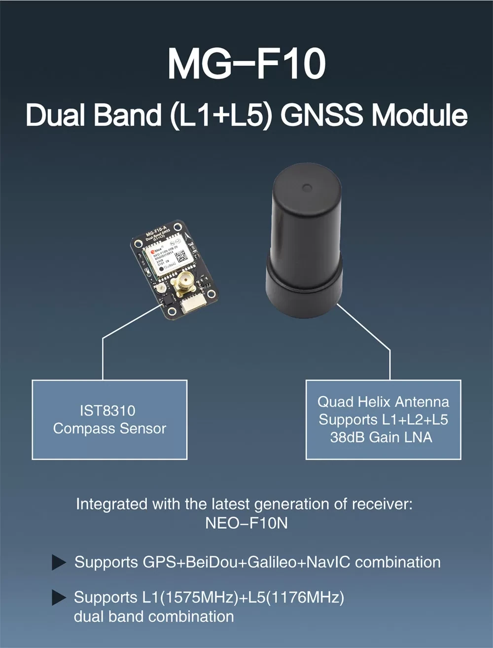 MicoAir MG-F10 Dual Band GNSS Module