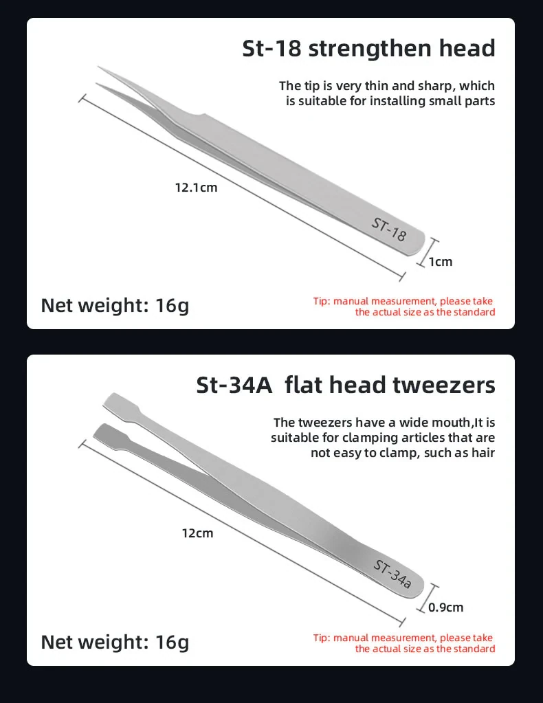 SEQURE High-Precision Anti-Static Tweezers Set