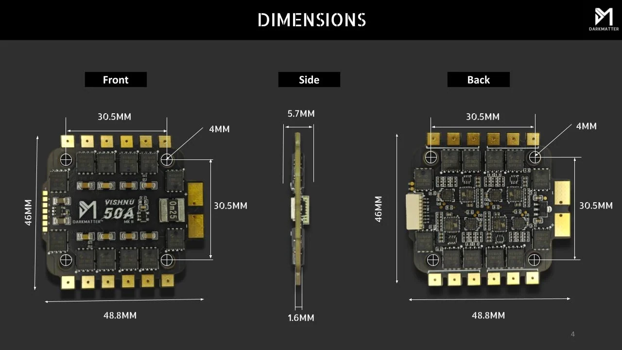 Darkmatter Vishnu 50 MK-III 50A BLHeli_S 4-in-1 ESC