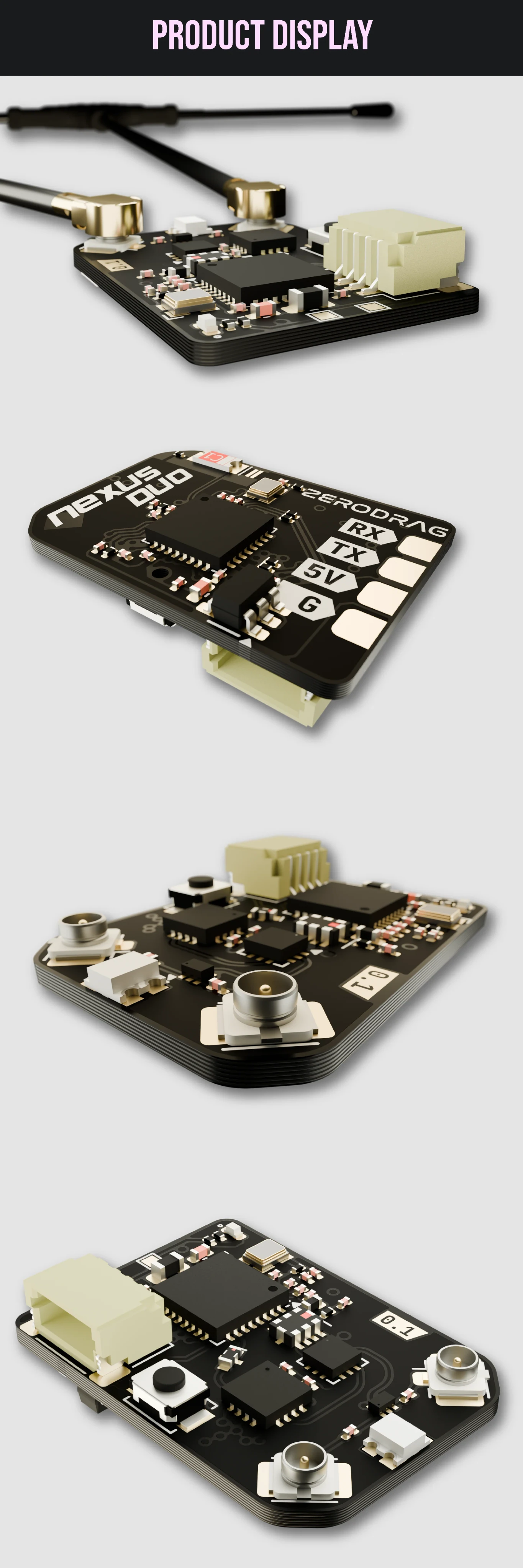 Zerodrag Nexus Duo Dual-Band ELRS Receiver (2.4GHz/900MHz)