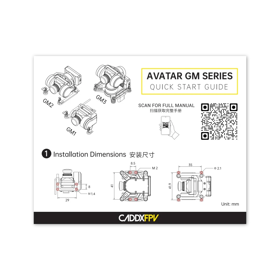 Caddx GM1 V2 1-Axis Gimbal for Walksnail Avatar 19mm Cameras