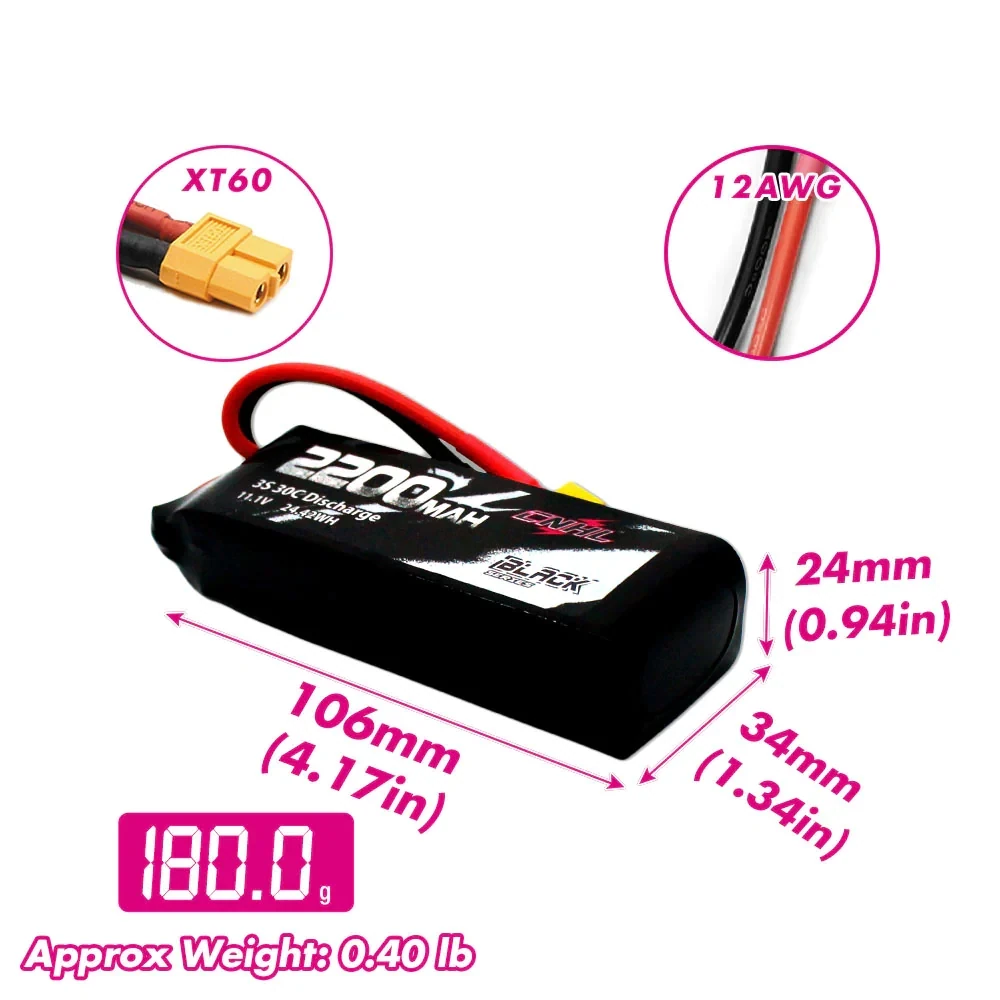 CNHL Black Series 2200mAh 3S 11.1V 30C LiPo Battery (XT60)