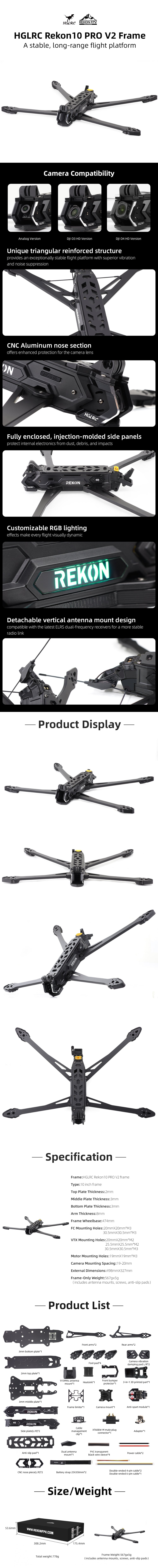 HGLRC Rekon10 Pro V2 10-Inch Long Range Frame Kit