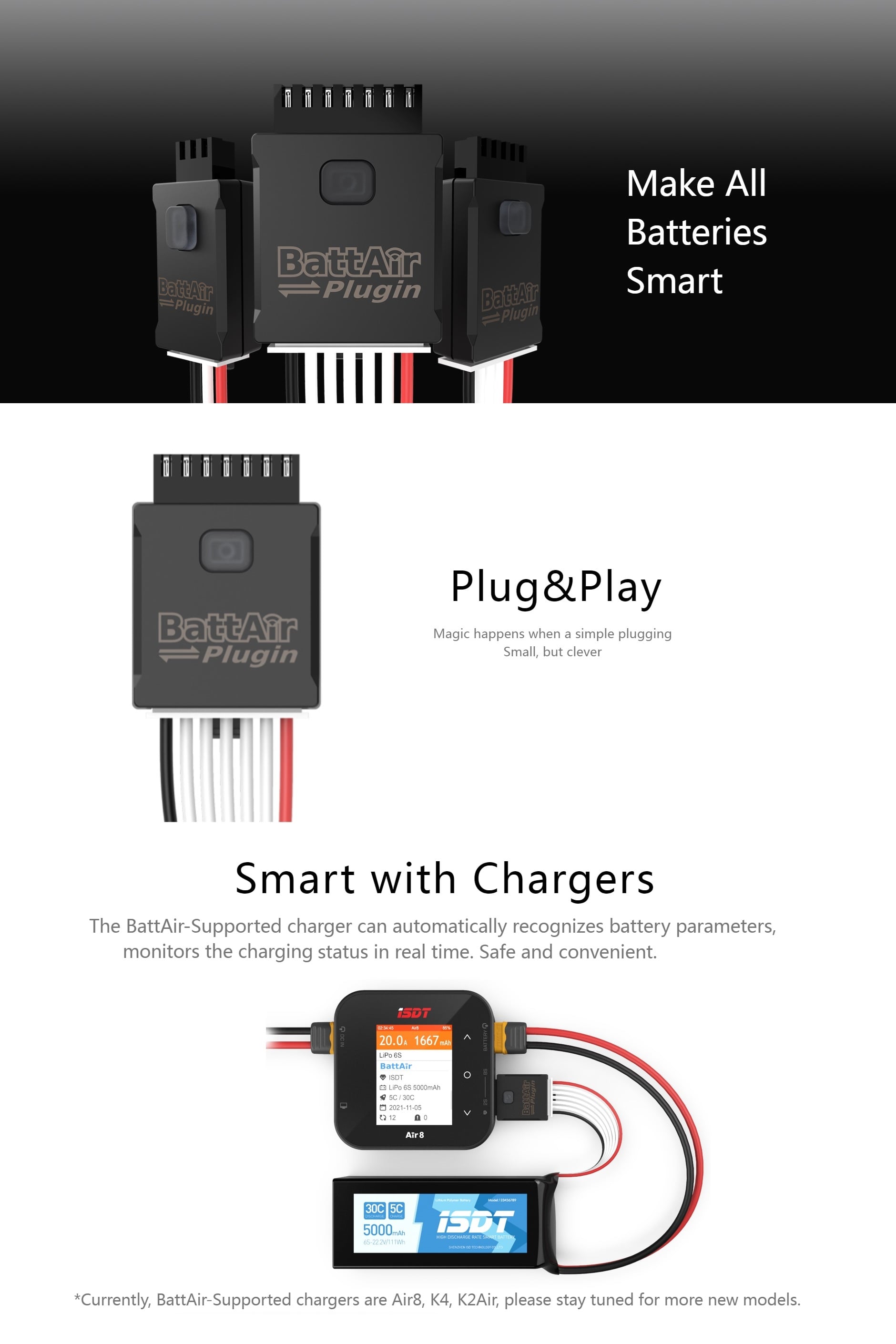 ISDT BAP2 BattAir Plugin 2S Smart Battery Converter