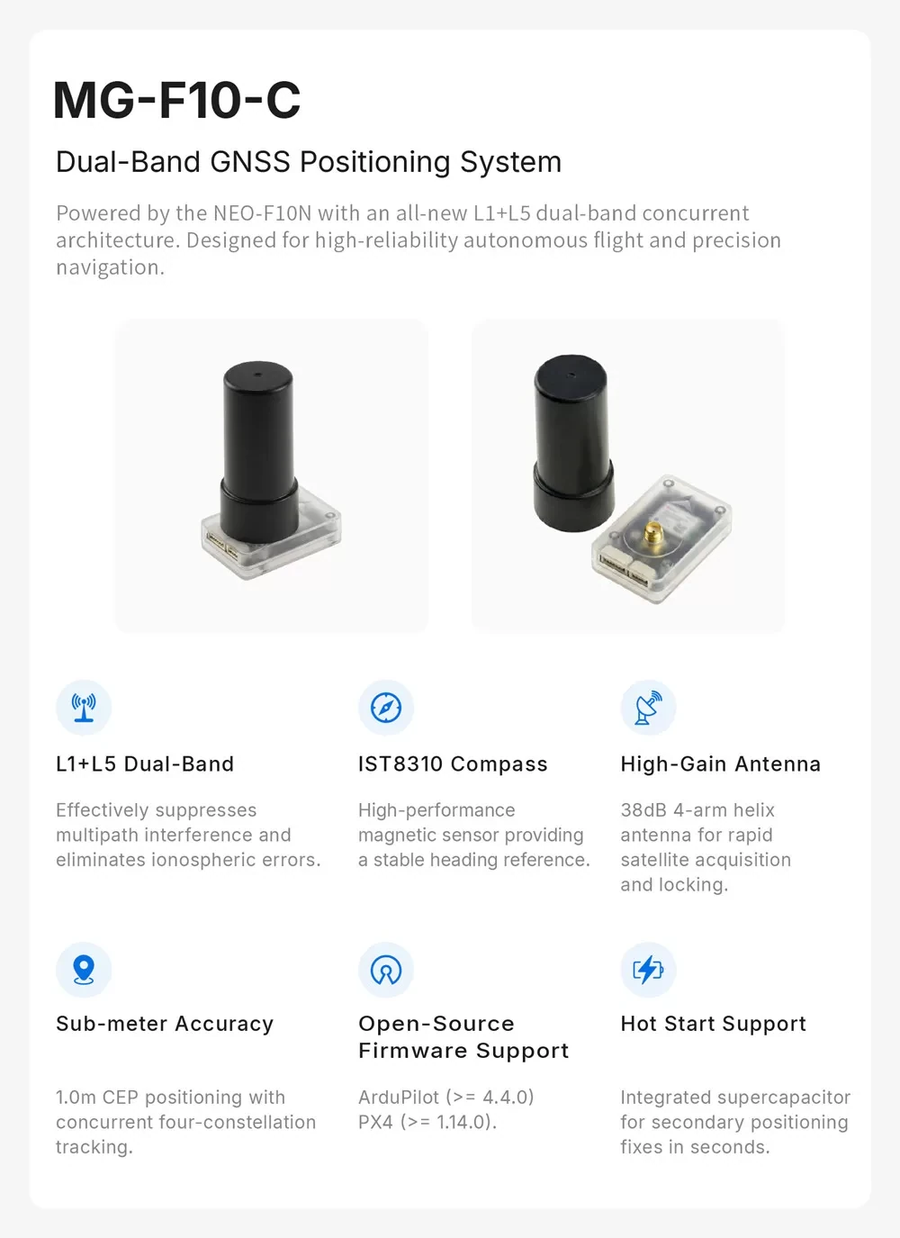 MicoAir MH-F10-C L1+L5 Dual-Band GNSS Module