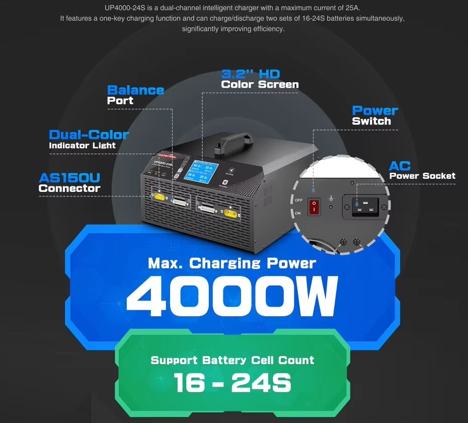 Ultra Power UP4000-24S 4000W 25A 16-24S LiPo/LiHV Charger