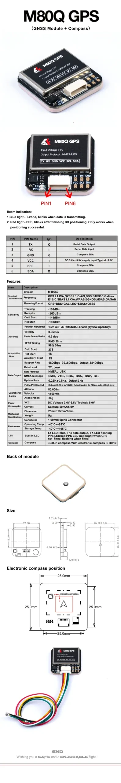 Axisflying M80Q GPS Module with Compass